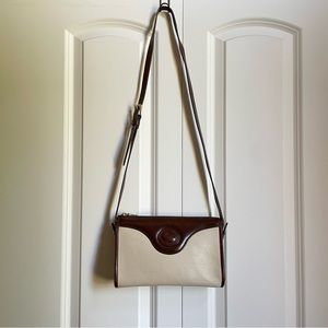 Vintage Dooney & Bourke all weather leather crossbody bag - cream and dark brown